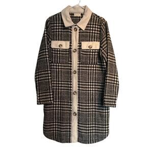 Melloday Houndstooth Longline Shacket – Black, White & Gray, Women’s Medium